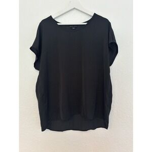 Barefoot Dreams Washed Satin Tee Short‎ Sleeve Black Size Large